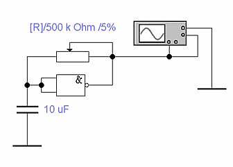 Version 1: Ein Poti, ein Kondensator und ein NAND